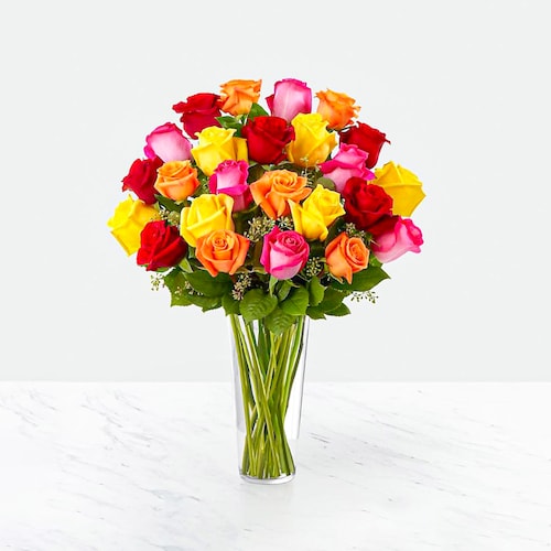 Buy Charming 24 Mixed Roses in Vase