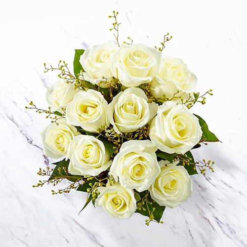 Buy Peaceful 12 White Roses Bunch