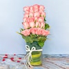 Buy Romantic Pink Roses Glass Vase Arrangement