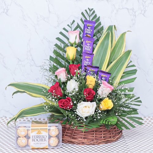 Buy Exotic choco Mixed Roses Arrangement