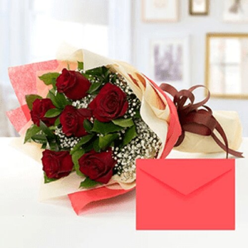 Buy Roses Bouquet With Greeting Card
