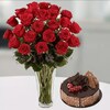 Buy 2 Dozen Flowers N Cake Combo
