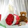 Buy 2 Dozen Roses With Chocolate And Teddy