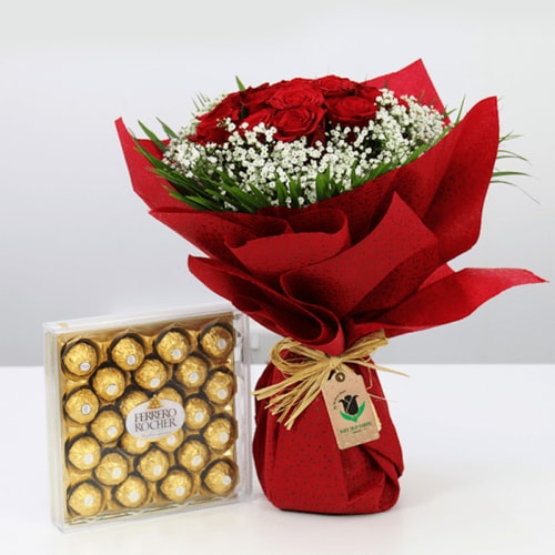 Buy Beautiful Ferrero N Roses Combo