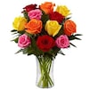 Buy Dozen Mix Roses In A Glass