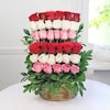 Buy Round Handle Basket Of Mixed Roses