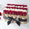 Buy Red & White Roses In Jute Tray