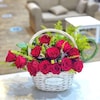 Buy Bunch Of Red Roses In A Basket