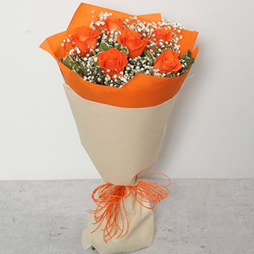 Buy Bouquet Of Orange Roses