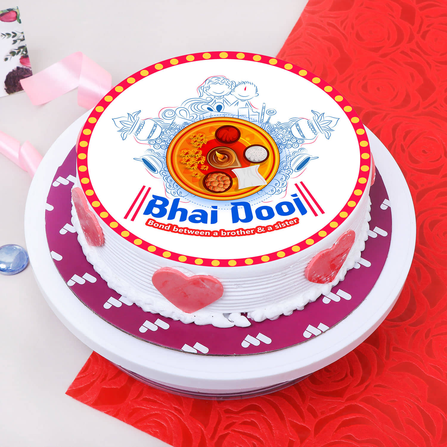 Buy/Send Table Top & Chocolate Cake Bhai Dooj Combo Online- FNP