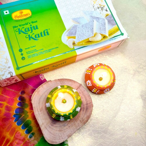 Buy Diyas With Kaju Katli