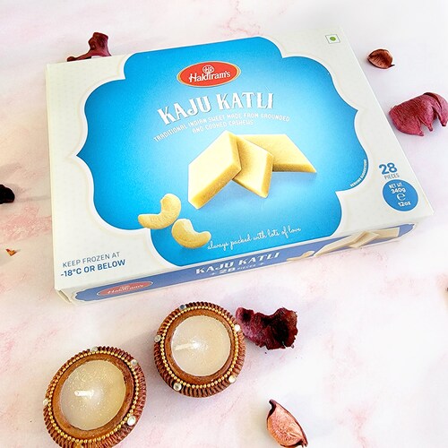 Buy Kaju Katli With Divine Diyas