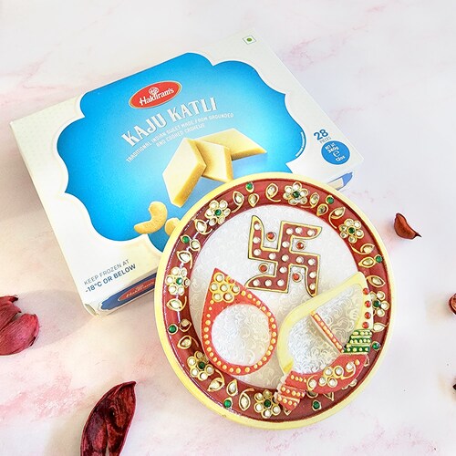 Buy Diwali Pooja Thali With Kaju Katli