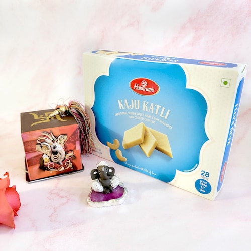 Buy Kaju Katli With Ganpati Idol Gift