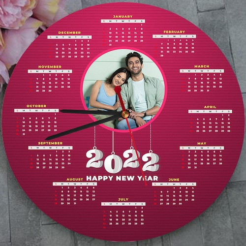 Buy Personalised Pink New Year Wall Clock