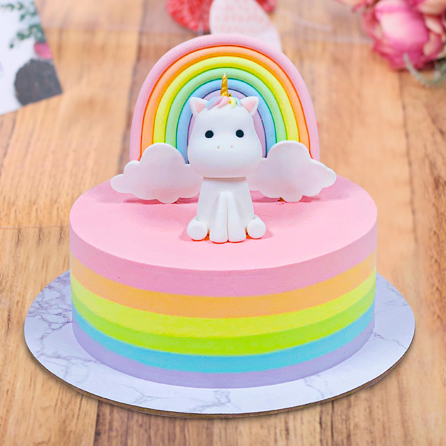 Simple Unicorn Theme Cake - Bloomsvilla