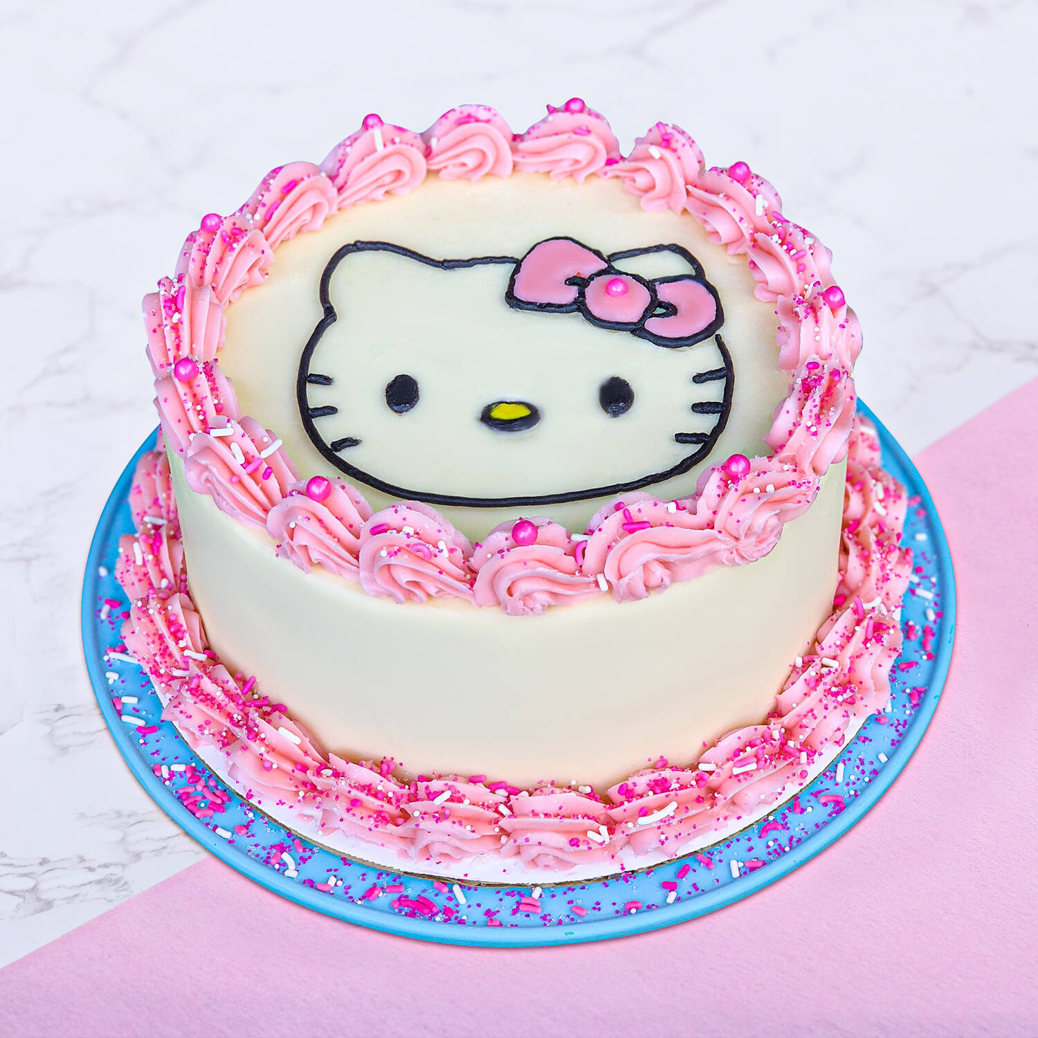 SIMPLE HELLO KITTY ROSETTE CAKE FOR TOUR BIRTHDAY EARLY GRIND 18   YouTube