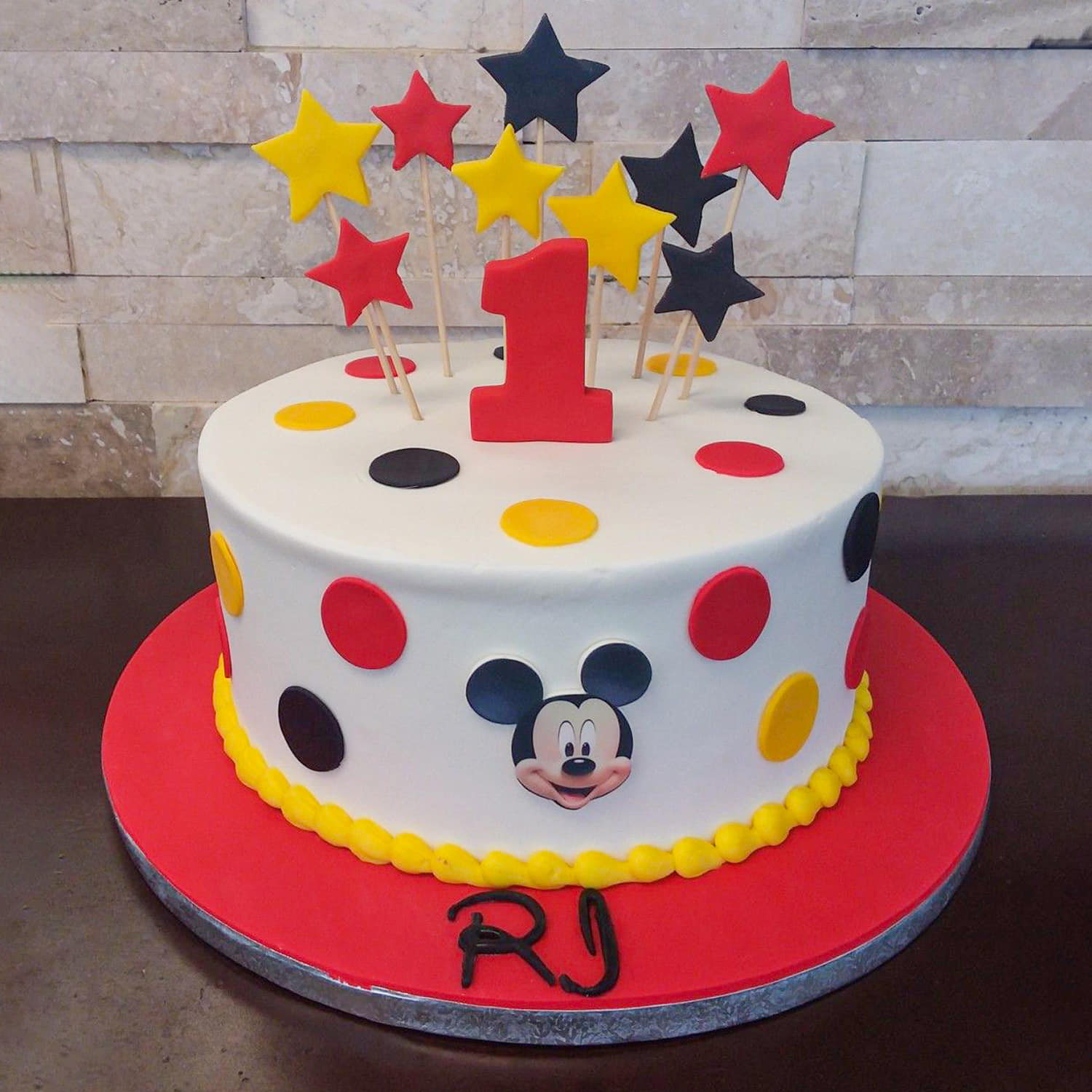 1st Birthday Mickey Mouse Photo Cake | Doorstep Cake