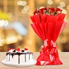 Buy Black Forest Cake With 10 Red Roses