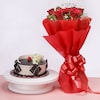 Buy Chocolate Cake With 8 Red Roses