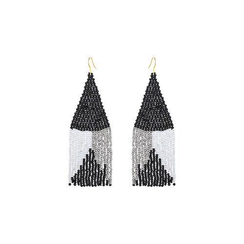 Buy Black N White Beed Earrings