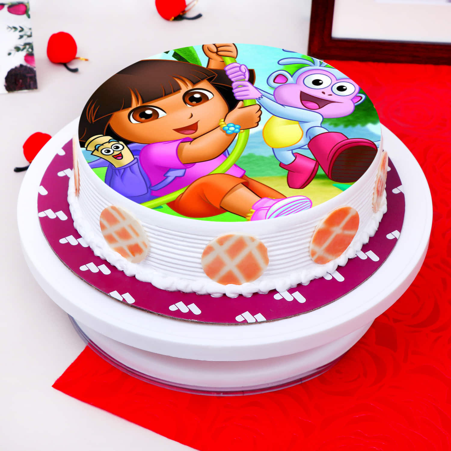 Online Dora Cartoon Round Photo Cake Delivery in Noida