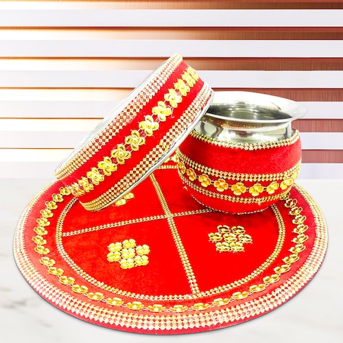 Buy Royal Golden Karwa Chauth Thali