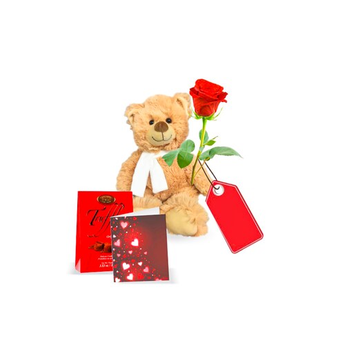 Buy Teddy Rose with Truffles and Card