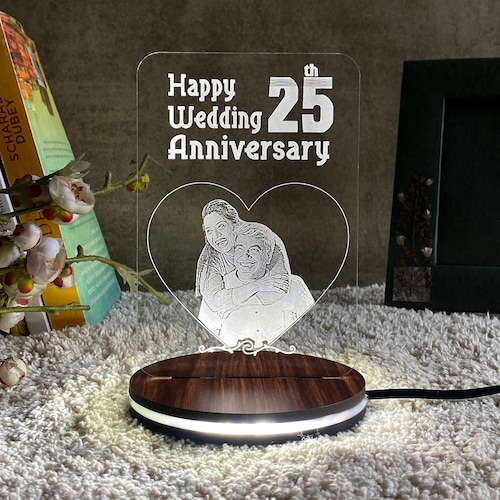 Buy Happy 25th Anniversary Engraved Acrylic LED Lamp