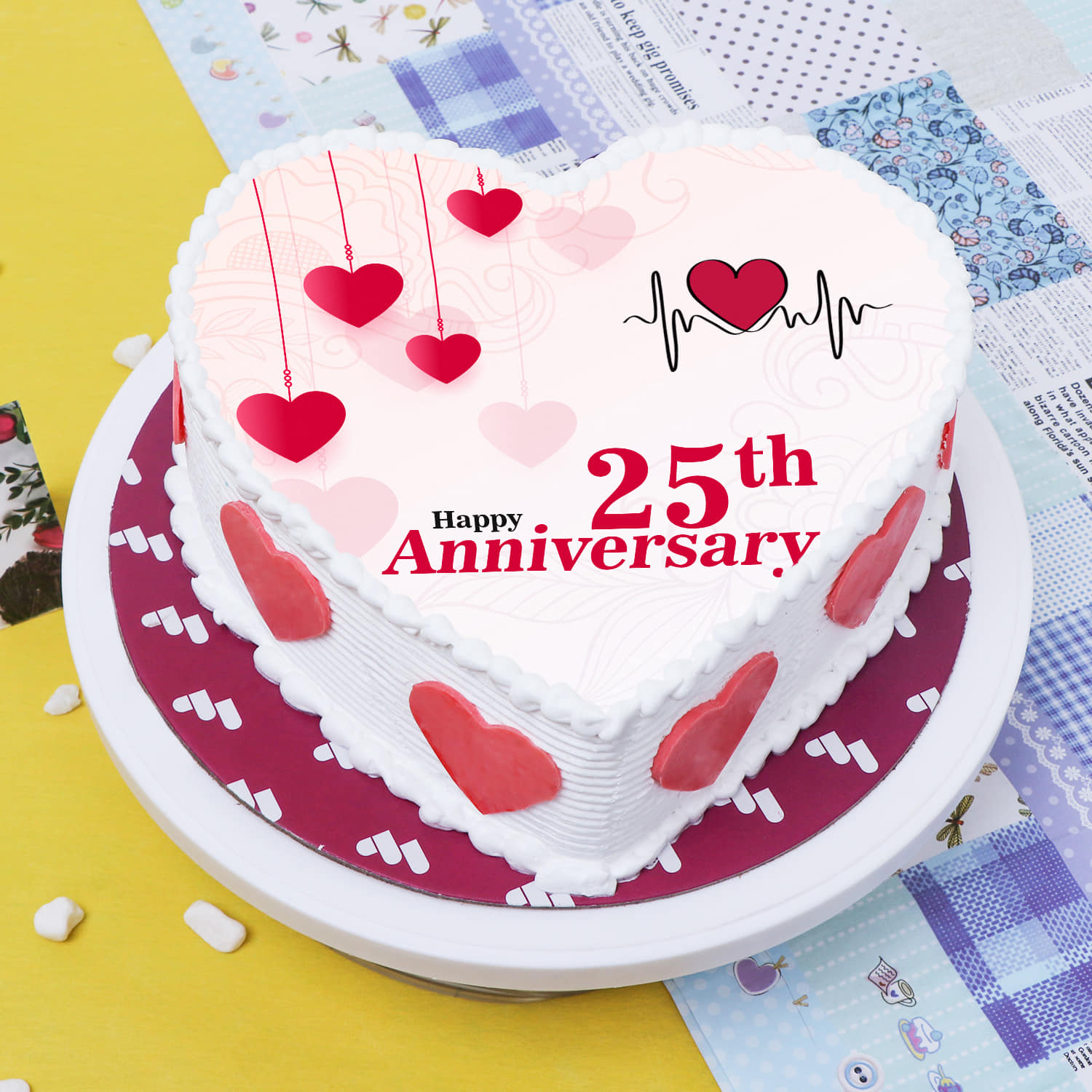 Happy 25th Wedding Anniversary Cake With Photo Frame