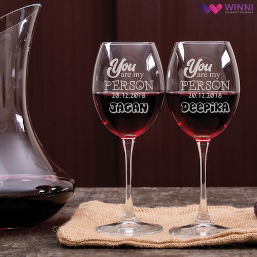 Buy Affectionate Pair Of Personalized Wine Glasses