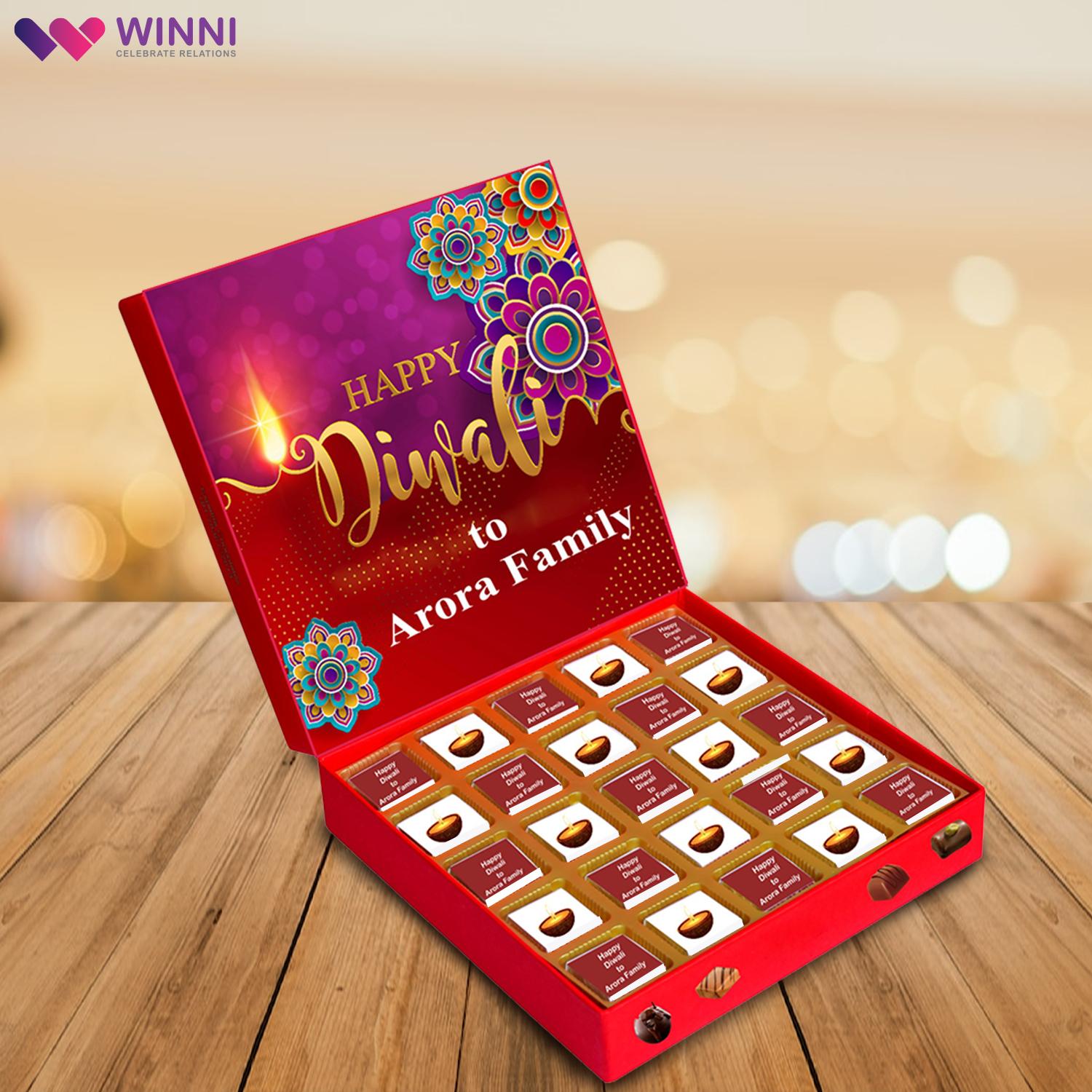 Shining Of Diyas - Personalised Chocolate Gift Box (with Printed Choco –  Chocorish