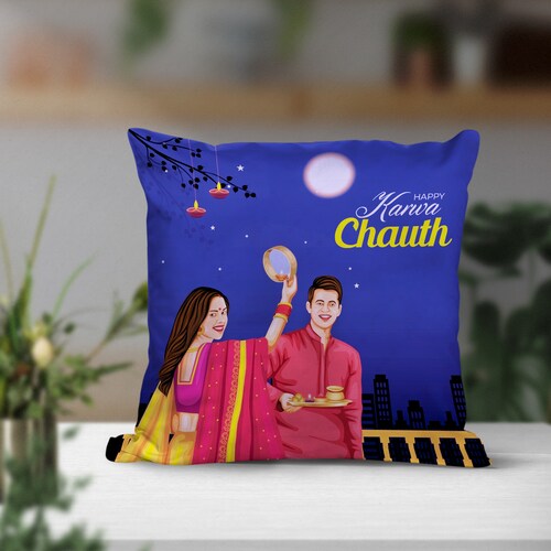 Buy Serene Love Karwa Chauth Poster Cushion