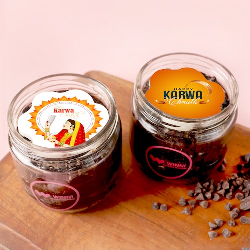Buy Karwachauth Poster Choco Chip  Jar Cake