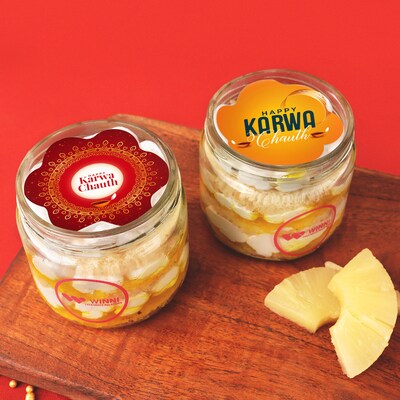 Karwachauth Poster Pineapple Jar Cake