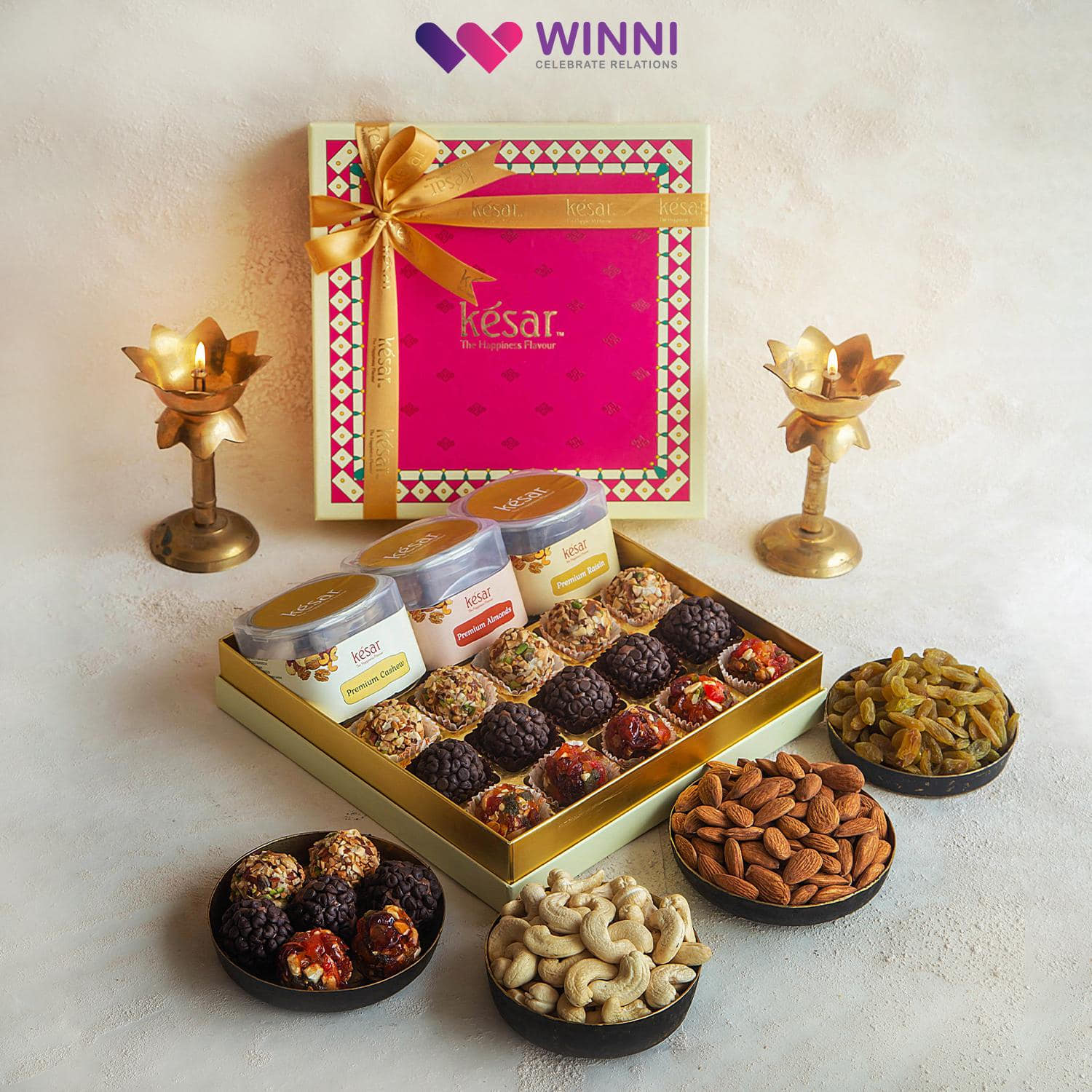 Buy MANTOUSS Diwali dry fruits gift box/Diwali gifts/Diwali gift for  friends and family/-Decorated Basket+2 Jars of Dry Fruits(Almond and  Cashew)+Showpiece figurine+2 beautiful diya+4 Rangoli Colours+Diwali Card  Online at Best Prices in India -