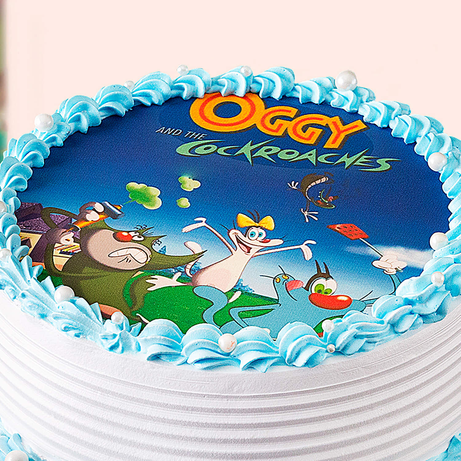Gurugram Special: Oggy Cartoon Round Photo Cake Online Delivery in Gurugram
