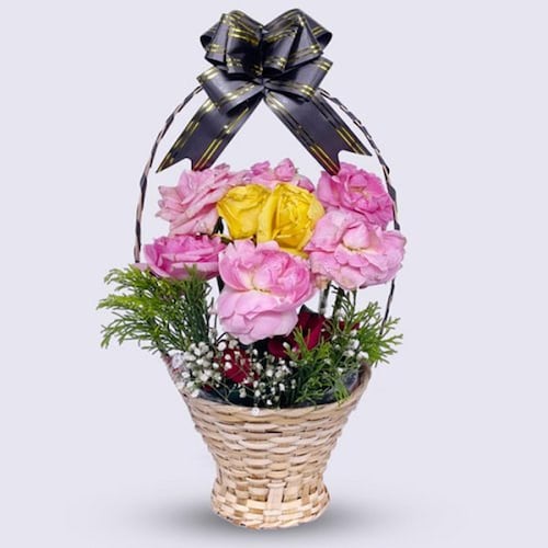 Buy Special Roses Bamboo Basket