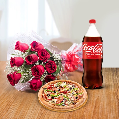 Buy Roses Bunch With Fantastic Pizza