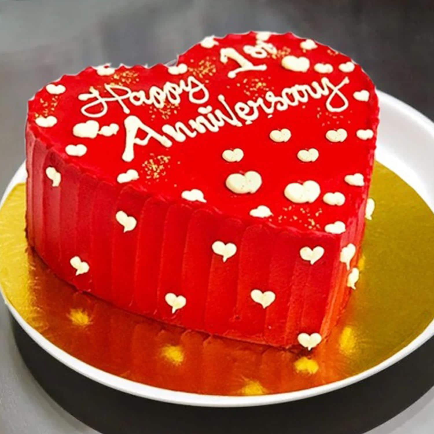 Golden MDF Happy Anniversary Cake Toppers, Packaging Type: Box