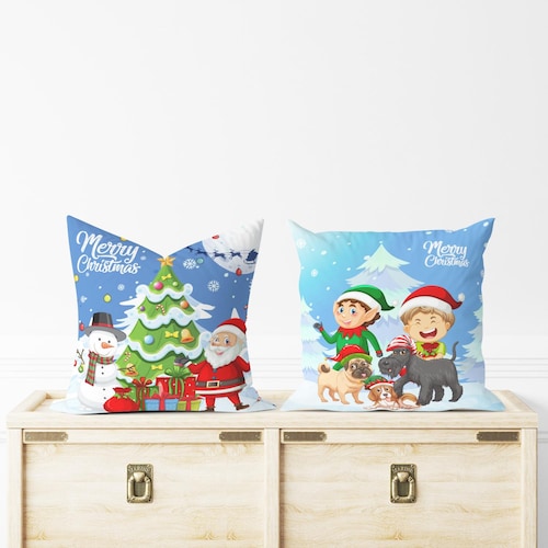 Buy Santa And Snowman Cushion