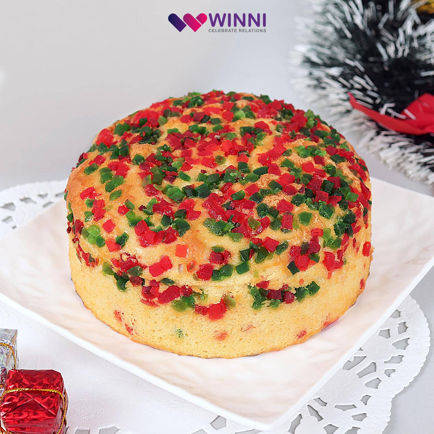 Dry Fruit And Tutti Fruity Cake Half kg : Gift/Send Christmas Gifts Online  HD1150153 |IGP.com