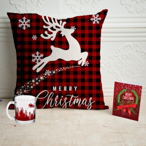 Buy Happy Reindeer Cushion Combo