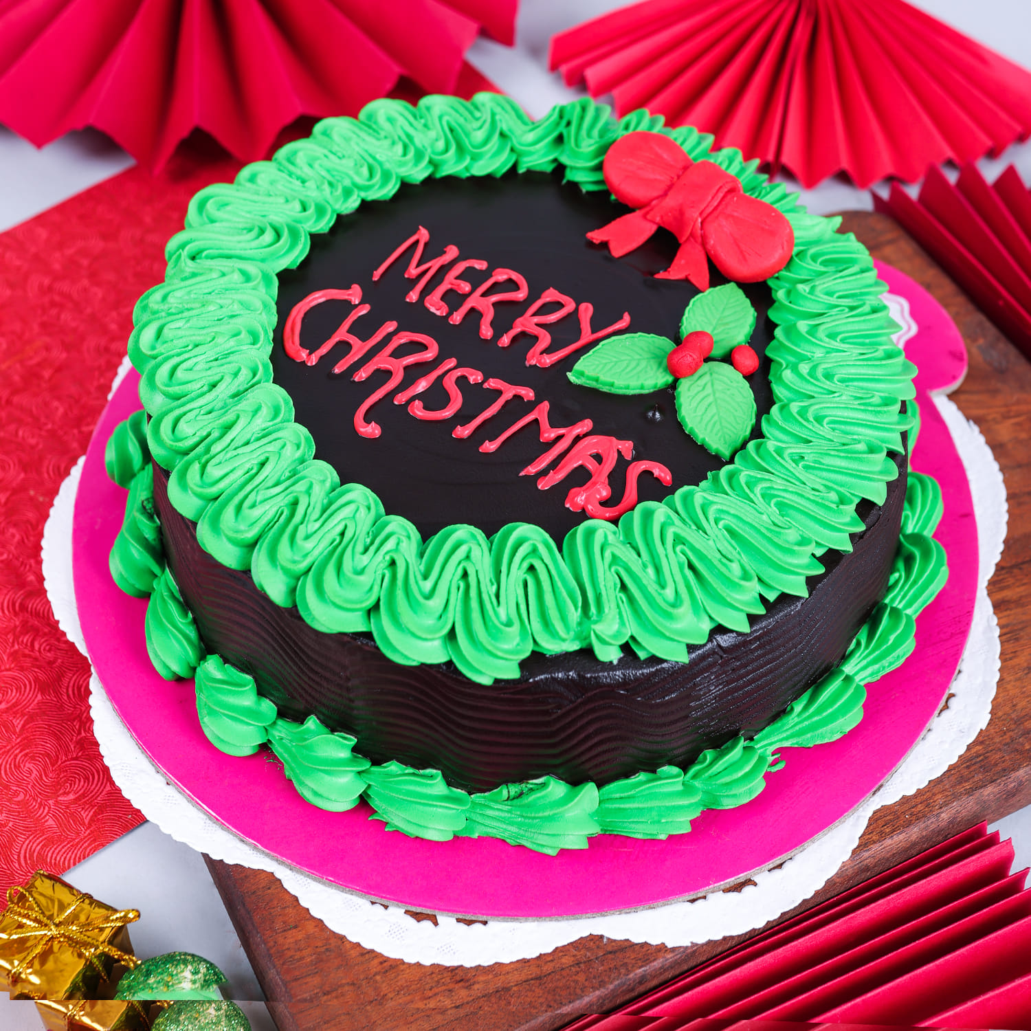 Floral Wreath Christmas Cake Half kg : Gift/Send Christmas Gifts Online  HD1150147 |IGP.com