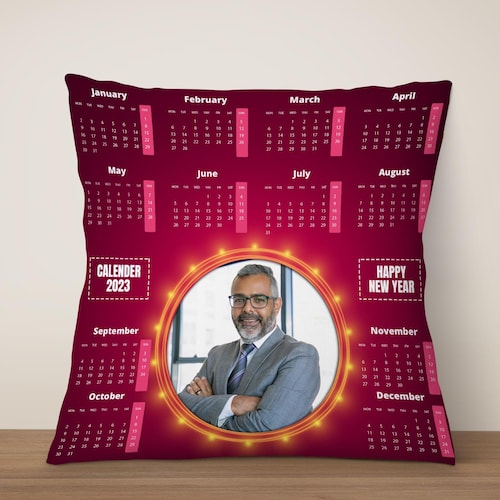 Buy Radiant Magenta Personalized New Year Cushion