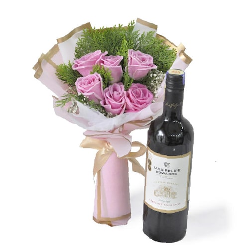 Buy Rose And Wine Combo