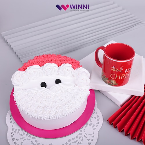 Buy Santa Vanilla Cake N Mug Hamper