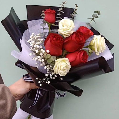 Buy Charming Red and White Roses