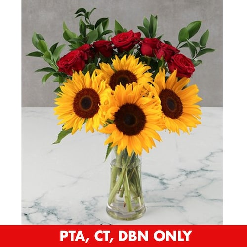 Buy Vase Of Sunflowers