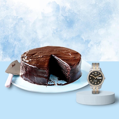 Chocolate Cake With Premium Watch